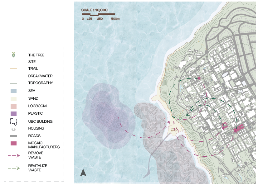 Site plan at 1:10,000 showing waste mapping and removal sites